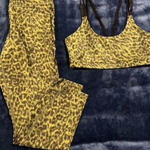 Leopard Print Sports Bra and Leggings Set